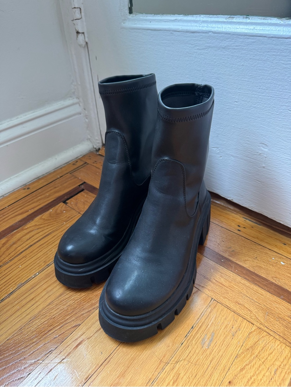 Steve Madden Black Chunky Platform Ankle Booties